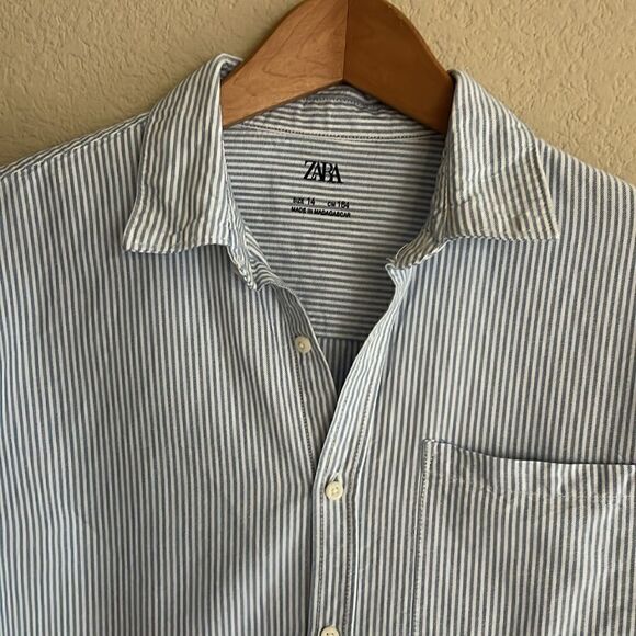 Zara STRIPED OXFORD SHIRT size 14 - Picture 5 of 13